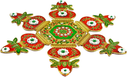 Meenari Decorative Diwali Rangoli Set-White Kundan Stones Decorations (Set of 7 Pieces)...