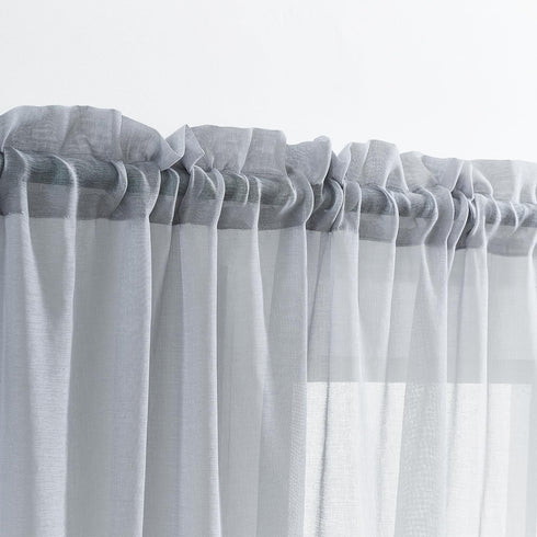 MYSTIC-HOME Sheer Curtains 45 Inch Length, Rod Pocket Voile Drapes for Living Room, Bedroom, Window Treatments Semi Crinkle Curtain Panels for Yar...