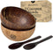 Coconut Bowls and Wooden Spoons Set of 2 – Natural, Hand-Crafted, Vegan-Friendly, Salad, Smoothie or Buddha Bowl and Kitchen Utensils (2 Natural B...