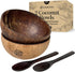 Coconut Bowls and Wooden Spoons Set of 2 – Natural, Hand-Crafted, Vegan-Friendly, Salad, Smoothie or Buddha Bowl and Kitchen Utensils (2 Natural B...