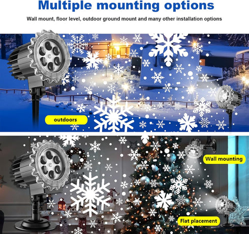 Christmas Snowflake Lights,Upgraded 9W High Brightness Led Snowflake Projector Lights Outdoor,Waterproof Snowfall Projector Lights for Xmas,Party,...