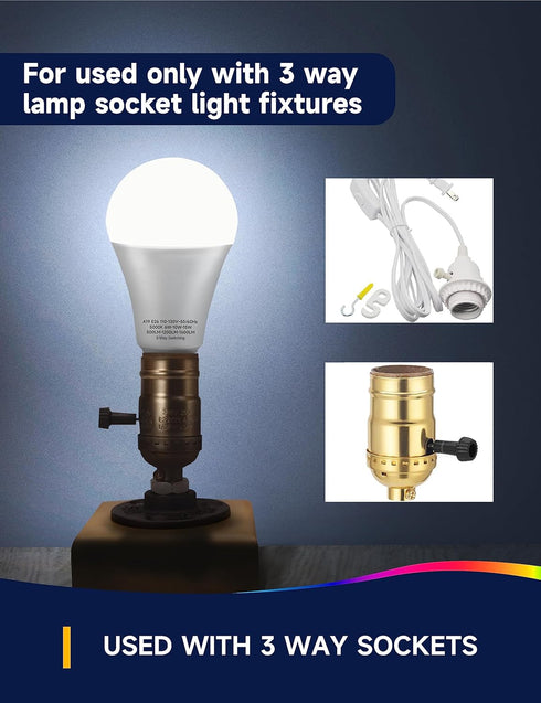 3 Way LED Light Bulbs, 3 Way Light Bulbs 30 70 100W Equivalent, Daylight White 5000K, Three Way A19 Light Bulbs E26 Medium Base, 3-Way Light Bulbs...