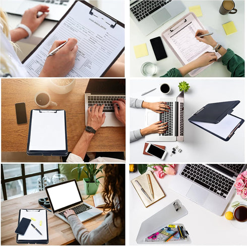 Lemical A4 Portable File Boxes Storage Clipboard Hanging Magazine File Organizer A4 Clipboard File Folder Organizer with Bottom Opening Office Cli...