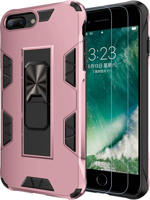 iPhone 8 Plus Case 7 Plus 6 Plus Case with Screen Protector Military Grade Built-in Kickstand Case Holster Armor Heavy Duty Shockproof Cover Prote...