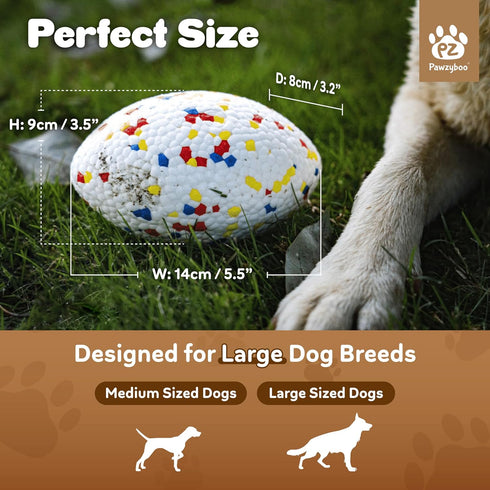 Pawzyboo Indestructible Dog Ball, Durable Dog Balls Aggressive Chewers to Fetch, Football Toy for Dogs, Tough Large Dog Balls, Dog Chew Balls, Vir...