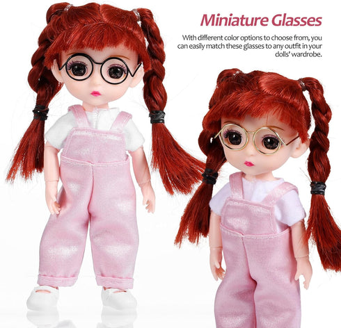 jojofuny 20pcs Doll Glasses, Miniature Dress Eyeglasses, Small Doll Costume Glasses, Miniature Round Eyeglasses, for Dolls Pets Costume Accessorie...