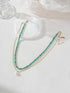2Pcs Beaded Gemstone Layered Necklace for Women Colorful Boho Bead Choker Necklace Natural Stone Freshwater Pearl Surfer Beach Necklace 14K Gold P...