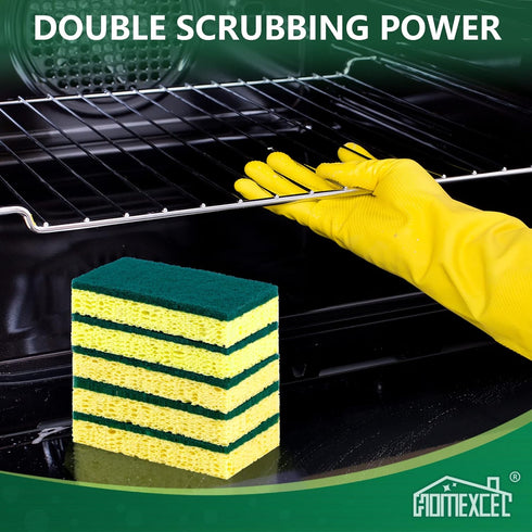 Heavy Duty Scrub Sponges Kitchen 24pcs,Dual Side Cleaning Dish Sponges for Non-Coated Cookware,Pocelain Bakeware and More...