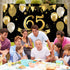 65th Birthday Black Gold Party Decoration, Large Fabric Black Gold Sign Poster for 65th Anniversary Backdrop Banner, 65th Birthday Party Supply Ph...