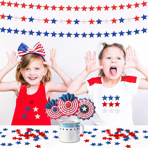 JUNEBRUSHS 260pcs Patriotic Star Buttons, 4th of July Red White and Blue Star Wooden Buttons for Sewing Clothes Accessories Crafts Independence Da...