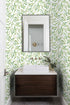 HAOKHOME 93199-2 Boho Peel and Stick Wallpaper Green Branches Leaves Removable Vinyl Self Adhesive Contact Paper 17.7in x 9.8ft...