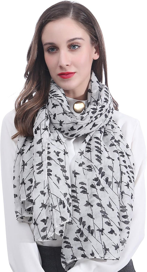 Bird Print Women's Scarf Shawl Wrap Lightweight...