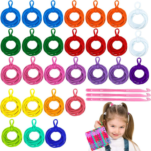 Hazms 293 Pcs Loom Potholder Loops 7" Weaving Loom Loops for Kids Weaving Craft with 3 Pcs Crochet Hooks for DIY Crafts Supplies Compatible with 7...