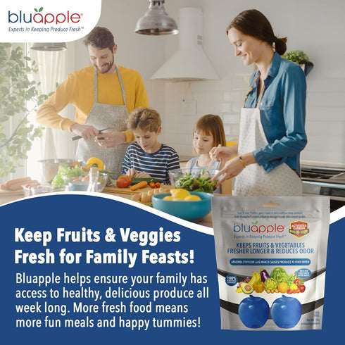 Bluapple Produce Saver with Activated Carbon - Ethylene Gas Absorber, Keep Fruits & Vegetables Fresh Longer, Minimize Food Waste, Refrigerator Odo...