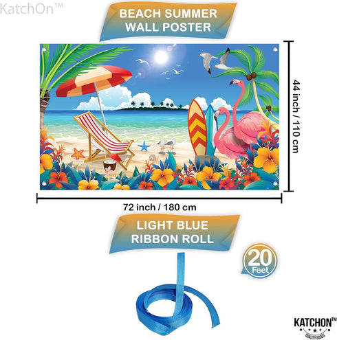 KatchOn, XtraLarge Beach Photo Backdrop - 72x44 Inch | Summer Backdrop for Beach Party Decorations | Hawaiian Party Decorations | Summer Theme Dec...