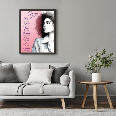 Posterizer 1 pcs-God says i'm strong and unique-Bible verse-Religious Posters-Inspirational Women's Art-Gifts for Christians-Decor for Home & Offi...