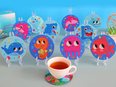 Vukayo Diamond Coasters, Diamond Painting Coasters with Holder, Diamond Coasters Art Kits for Beginners, Kids,Adults Small Diamond Painting Craft ...