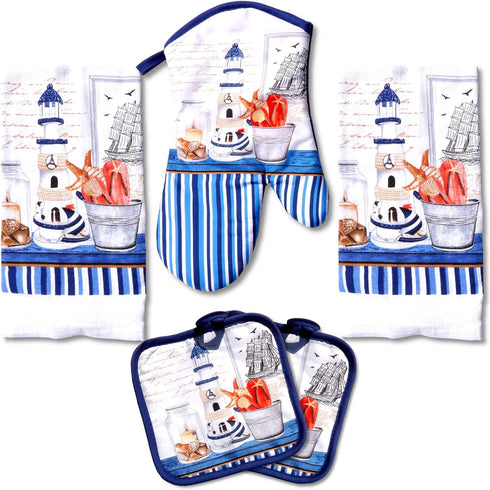Lobyn Value Packs Decorative Lightweight Kitchen Towel Set 5 Piece Towels...