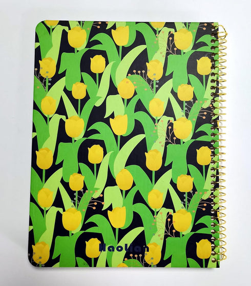 Medium Journal notebook?Hardcover Gold spiral notebook college ruled 100g, 80 Sheets 6.5'' x 8.5'' with Interior PP Pocket, fo Students, Office, S...