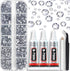 B7000 Clear Glue with 4000PCS Silver Clear Rhinestones for Crafts Clothing Fabric Shoes, Glue Fix Flatback Gems for Nails Face Jewelry, Mixed 5 Si...