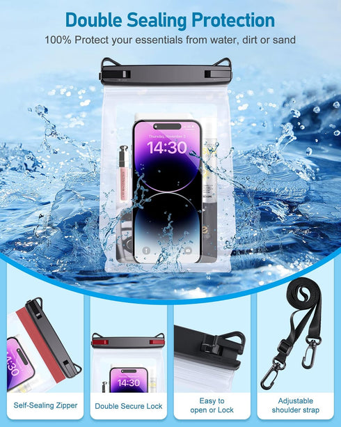 Large Waterproof Phone Pouch, Floating Dry Bag for iPhone 14 13 12 Pro Max Galaxy S22 S21 Large Capacity Waterproof Bag Sunscreen Glasses Storage ...