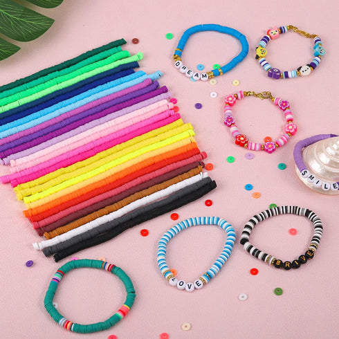 28 Strands Purple Clay Beads Bracelet Making Kit, Friendship Preppy Flat Polymer Clay Heishi Beads for Bracelets Jewelry Making Kit, DIY Arts and ...