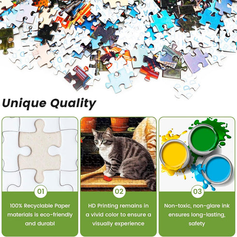 500 Piece Puzzle for Adults-Cats and Flowers | Recycled Cardboar Jigsaw Puzzles 500 Pieces | Challenging Family Activity Great Gift Idea for Famil...