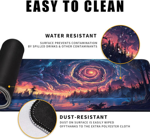 Moon Large Mouse Pad Night Sky Mousepad Forest Desk Mat, Big Full Keyboard and Mouse Pad Cool Desk Pad for Keyboard Mouse with Stitched Edges Anti...
