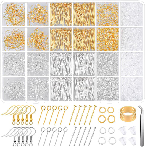 Hypoallergenic Earring Making Kit, modacraft 2000Pcs Earring Making Supplies Kit with Hypoallergenic Hooks, Earring Findings, Backs, Pins Jump Rin...