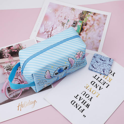 Cartoon Stitch Square Cosmetics Makeup Bag Zipper Pouch Travel Bag Kawaii Pouch Bag Kitty Merch-5, Blue...
