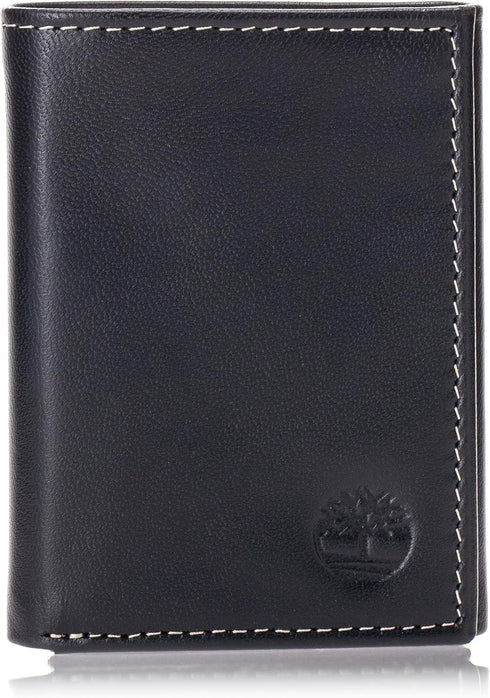 Timberland mens Leather Trifold Wallet With Id Window, Black (Cloudy), One Size...