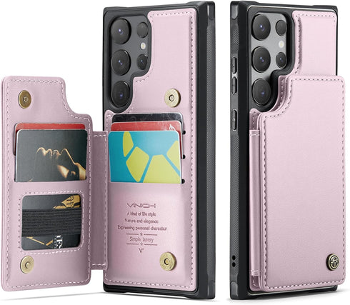 for Samsung Galaxy S24 Ultra Case with Card Holder, for Samsung S24 Ultra Wallet Case for Women Men with RFID Blocking, Durable Kickstand Shockpro...