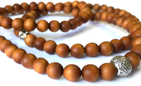 Mens Womens 108 Bead Sandalwood 8mm Mala Bracelet - Yoga Meditation Beads - Buddha Prayer Beads...