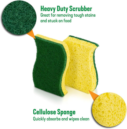 Pine-Sol Heavy Duty Scrub Sponges - Double Sided Dish Scrubber with Scouring Pad - Kitchen Essentials for Dishwashing and Cleaning Supplies, 6 Pac...