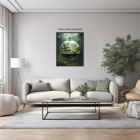 Posterizer 1 pcs-cute dreamy surreal fish glass house-Abstract & Modern Art-Fantasy & Fiction Art-Gift for Art Lovers-Decor for Home & Office- UNF...