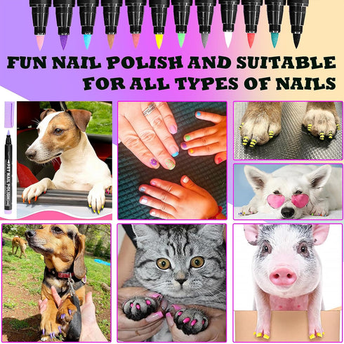 Quick Dry Dog Nail Polish Pens 12 Colors,Pet Safe and Non-Toxic Nail Polish Easy Application for Dogs, Cats, and Small Pets Nail Accessories...