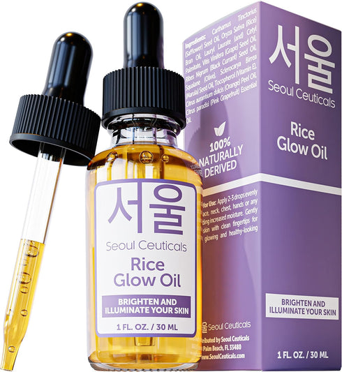 SeoulCeuticals Rice Bran Oil for Skin - Korean Skin Care Facial Glow Oil With Squalane & Vitamin E - Cruelty Free K Beauty Skincare for Glass Skin...