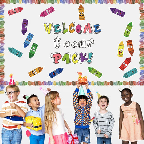 CANIPHA 79Pcs Classroom Bulletin Board Sets, Classroom Themes Decoration Sets, Back to School Bulletin Board Crayon Cutouts with Border Trims for ...