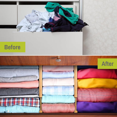 Homemaid Living Bamboo Drawer Organizer Adjustable and Expandable - Ideal Drawer Dividers for Kitchen, Dresser, Bedroom and Bathroom - Expandable ...