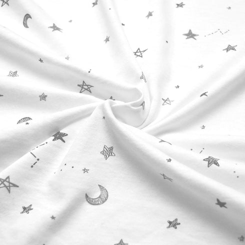 TL Care Fitted Crib Sheet 28" x 52", Soft Breathable Neutral 100% Cotton Jersey Sheet, Stars and Moons, for Boys and Girls, Fits Crib and Toddler ...