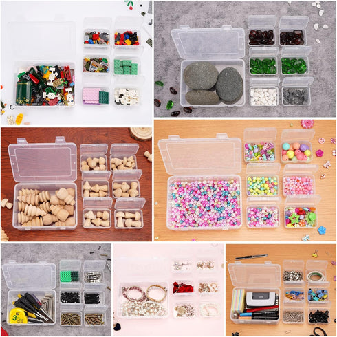 Mathtoxyz 2PCS Small Bead Organizers and Storage, Clear Bead Storage Containers Rectangle Bead Holder Plastic Cases Transparent Boxes for Nail DIY...