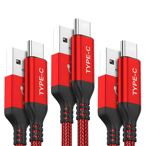 AkoaDa USB C Cable, 3-Pack (10ft+6.6ft+3.3ft) 3.1A USB A to USB-C Fast Charger Nylon Braided Cord Compatible with iPhone 15/15 Pro Max, Samsung Ga...