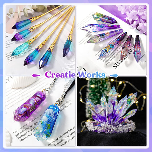 LET'S RESIN Resin Molds 18Pcs Pendulum Crystal Silicone Molds,Multi-Facet UV Resin Jewelry Molds for Quartz Crystals Pendants, Necklace...