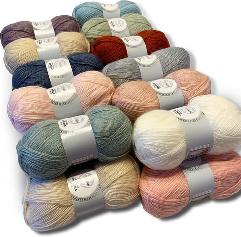 Angora Love (2- Skeins Pack) 20% Wool%80 Acrylic Thread Crochet Lace Weight #1 Fingering and Socks Yarn (2 x 3.52 oz) / (2 x 601 Yds) (10855 - Whi...