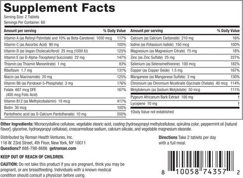 ROMAN Daily Multivitamin for Men | Supports Physical Activity, Brain + Heart Health, and Immune System with 23 Key Nutrients Including Calcium, Ma...