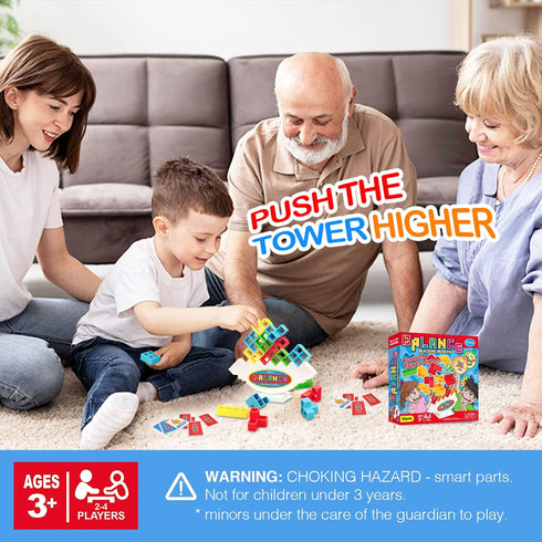 iYuePeng 32 Pcs Tetra Balance Tower Stacking Games Team Building Blocks Board Game for Kids & Adult, Drop The Pile of Tower STEM Toys for 2 Player...
