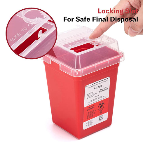 All New Alcedo Sharps Container for Home Use and Professional 1 Quart Plus (3-Pack), Biohazard Needle and Syringe Disposal, Small Portable Contain...