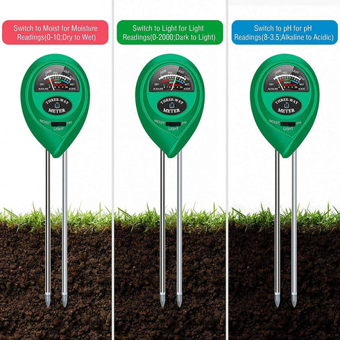 Soil Moisture Meter, 3 in 1 Soil pH Tester, Soil Test Kit for Lawns, Garden, Farm, House, Indoor, Outdoor, Hydrometer for Plants...