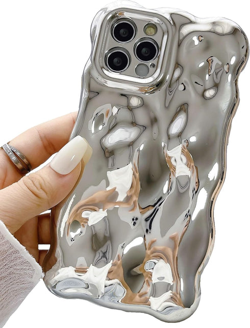 Case for iPhone 14 Pro Max,3D Wave Bubble Shape Ripple Chrome Pattern Soft Non-Yellowing Bumper Case Glitter Shiny Camera Shockproof Women Girls C...