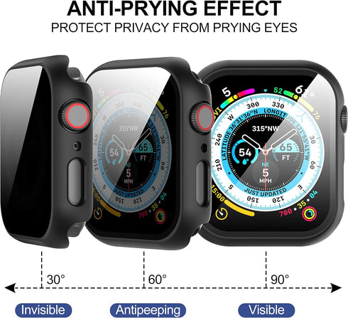 Suoman 3 in 1 Case for Apple Watch Series 6/5/4 44mm Waterproof Privacy Screen Protector, Tempered Glass Cover Front + Back Bumper 360°Protection ...